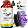 Artnaturals Organic Rosemary Castor Hair Oil + Massager Hair Growth Set Hair Growth Oil 4 ounces with Coconut & Olive Oil for Dry Damaged & Split End EasyOptionXY