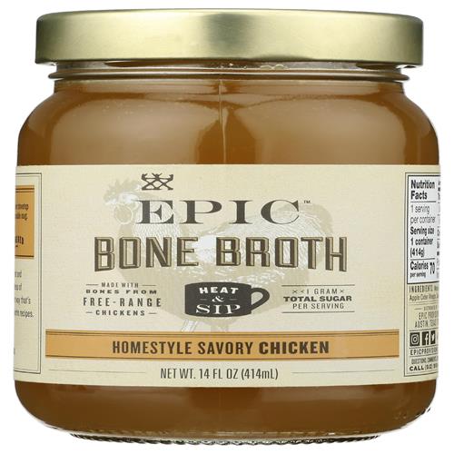 Epic Artisanal Bone Broth, Homestyle Savory Chicken, 14 Oz. ByBies
