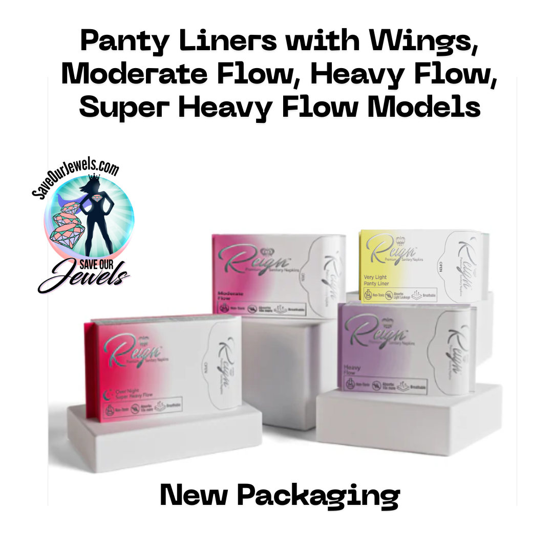 4-Pack Reign Premium Sanitary Napkins Save Our Jewels Wellness