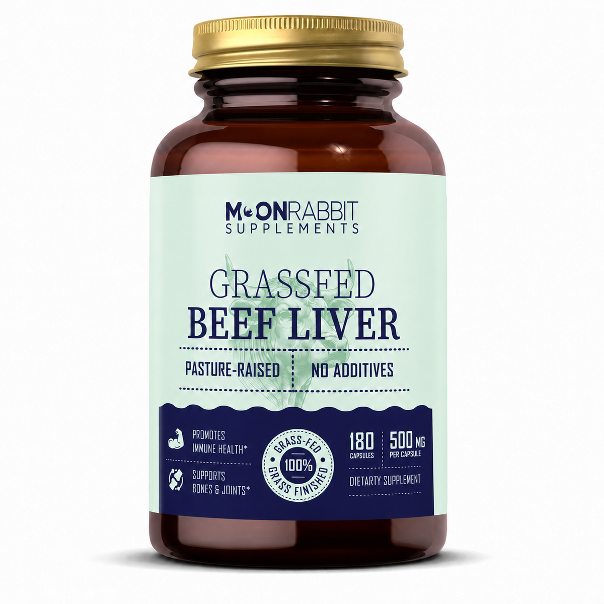 Grass Fed Beef Liver Capsules Moon Rabbit Supps