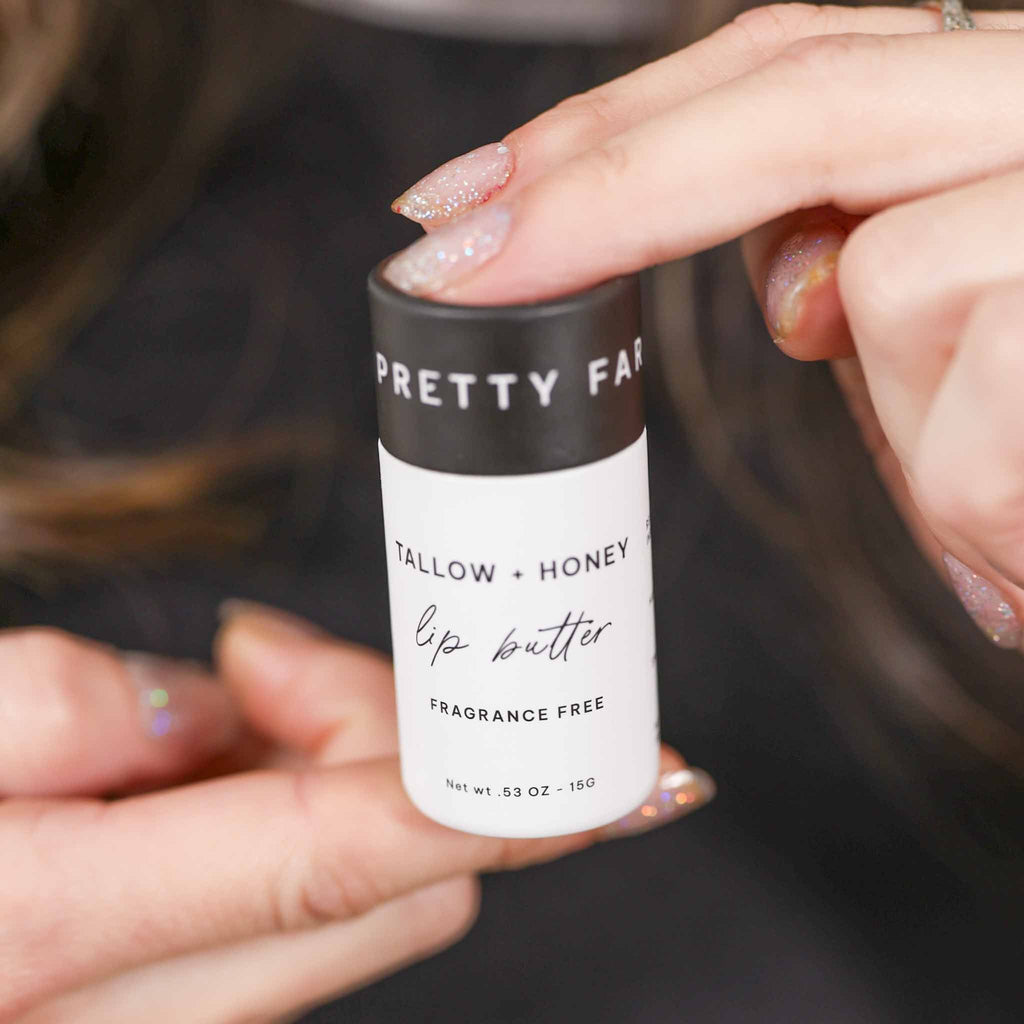 Fragrance Free Tallow + Honey Lip Butter | Eco-Friendly Travel Tube Pretty farm girl