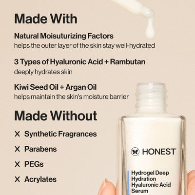 Honest Beauty Hydrogel Deep Hydration Hyaluronic Acid Serum with Rambutan 1 fl oz - Imperfect Boz This is Beauty US