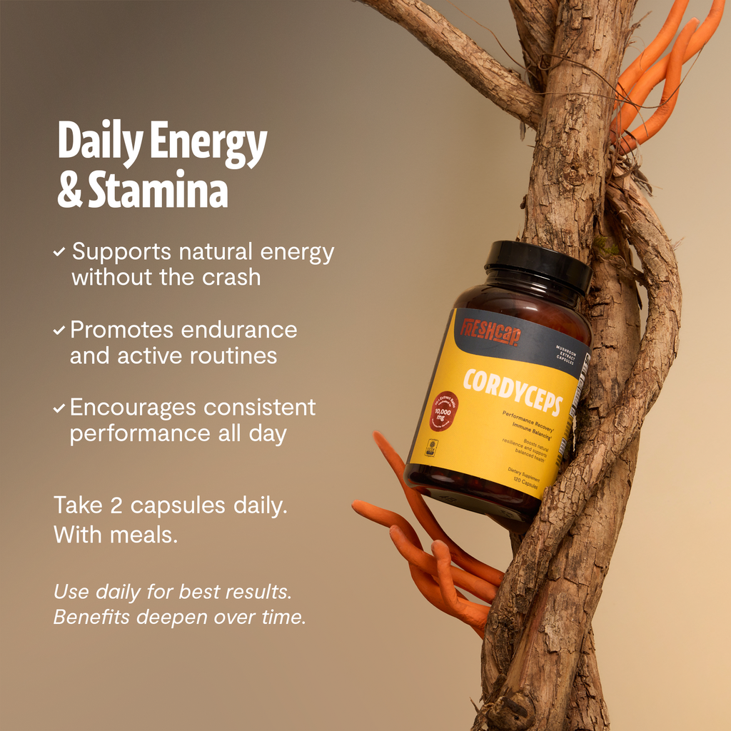 Organic Cordyceps Mushroom Supplement Capsules FreshCap Mushrooms