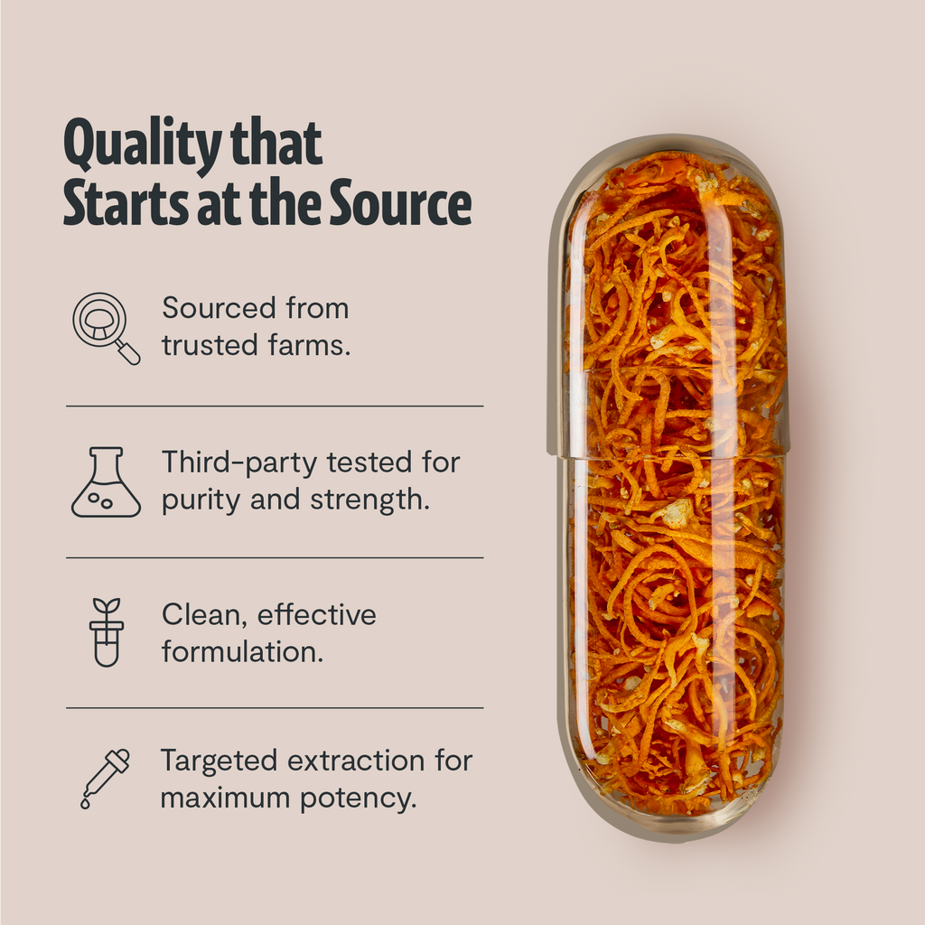 Organic Cordyceps Mushroom Supplement Capsules FreshCap Mushrooms