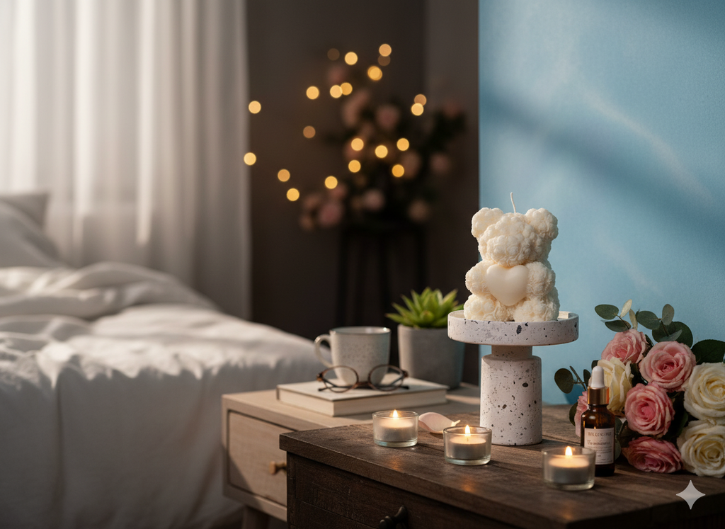 Rose Bear Candle | Sculptural Soy Wax Gift DC-Crazy About Candles