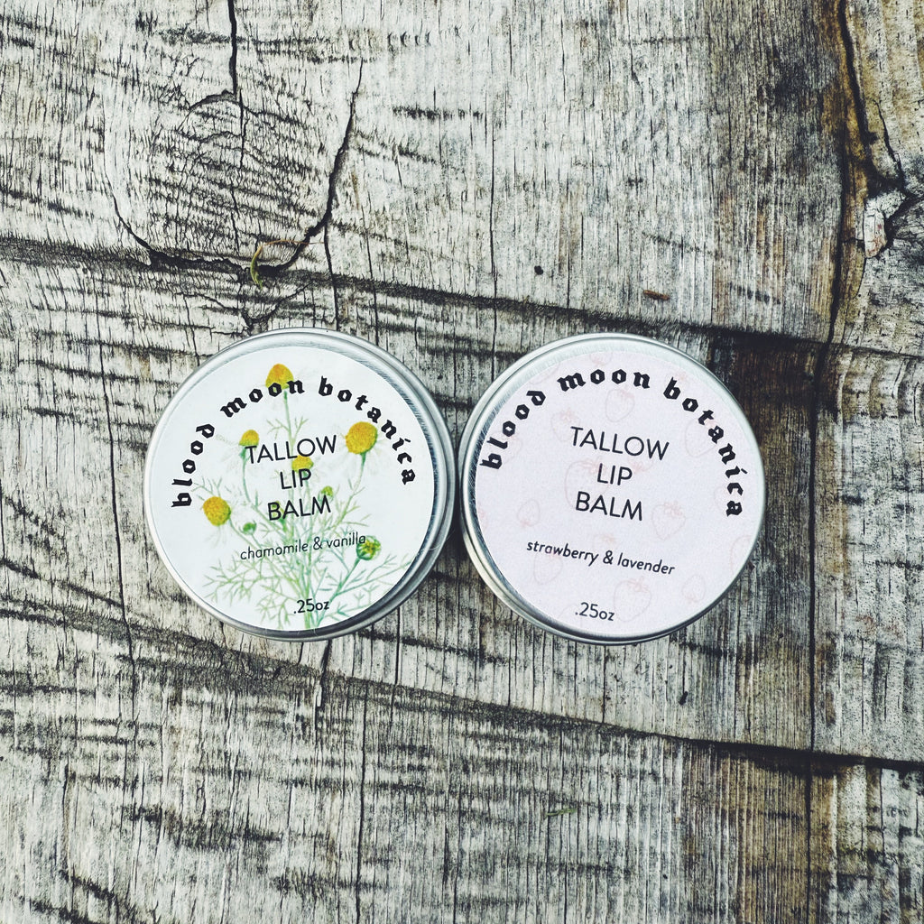Tallow Lip Balm - Grass Fed, Infused with Calendula Blood Moon Botanica