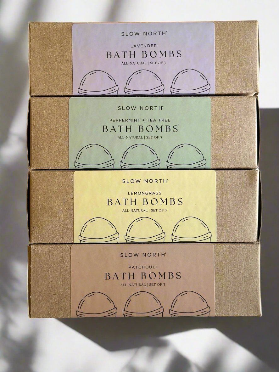 Natural Bath Bomb Set - Peppermint + Tea Tree (Set of 3) Slow North
