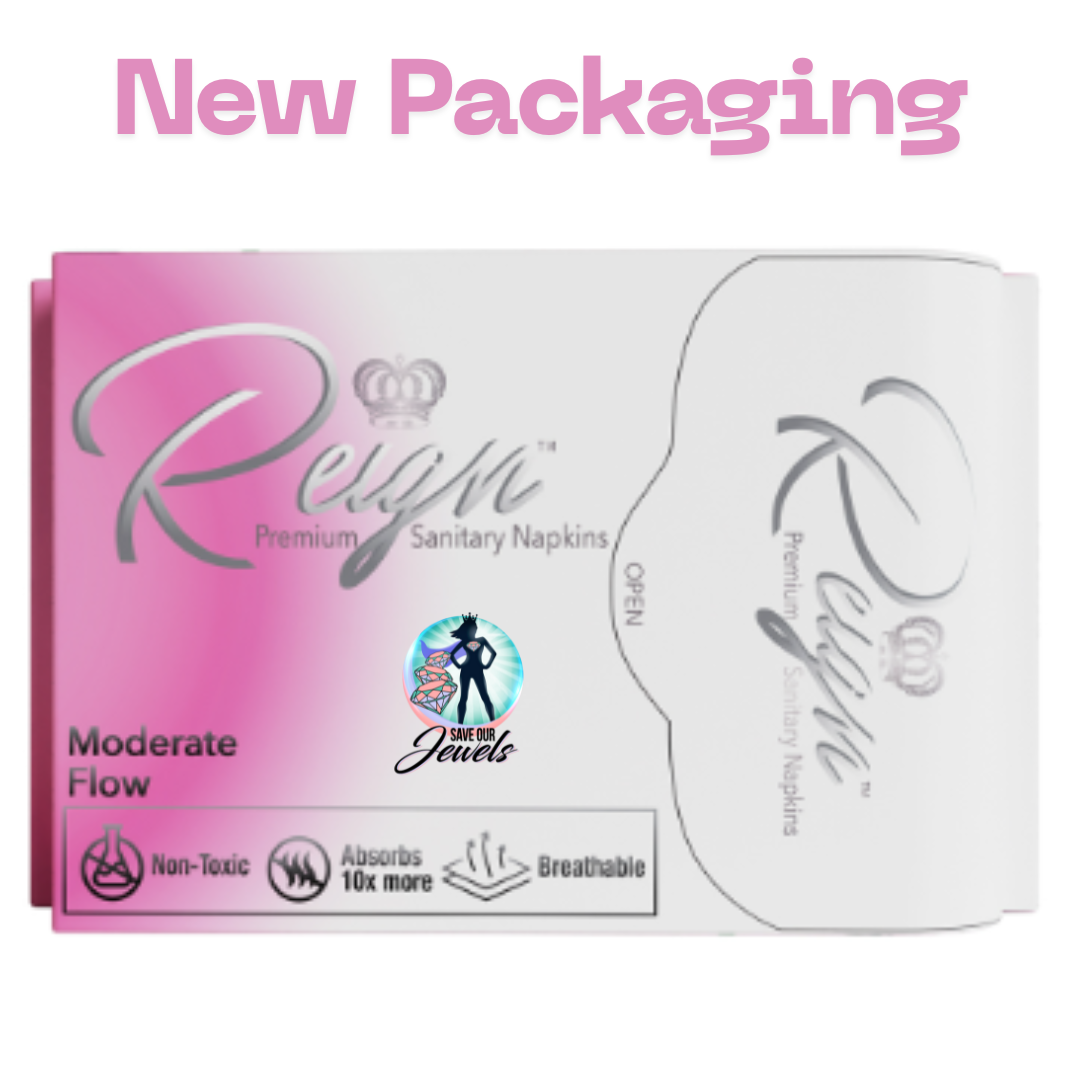 Moderate Flow Reign Premium Sanitary Napkins (10 Per Pack) Save Our Jewels Wellness