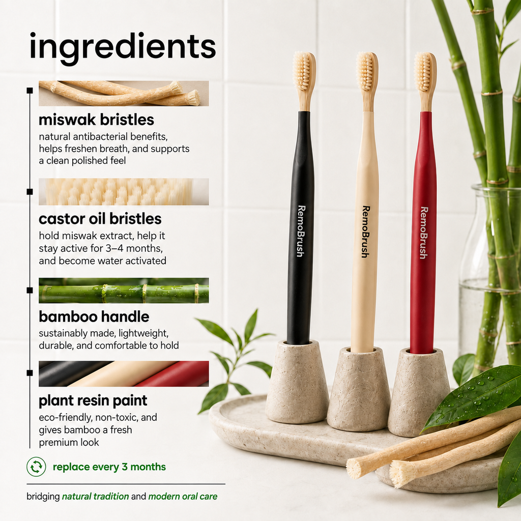 RemoBrush – Miswak Bristles Bamboo Toothbrush Remo Brush