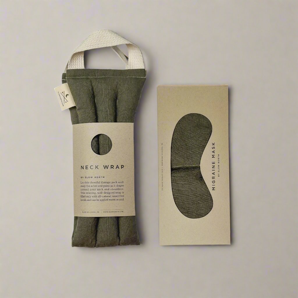 Eye Mask + Neck Wrap Bundle - Olive Slow North