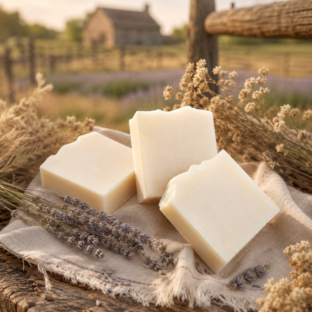 Fragrance Free Handmade Tallow + Goat Milk Soap Bar Trio Pretty farm girl