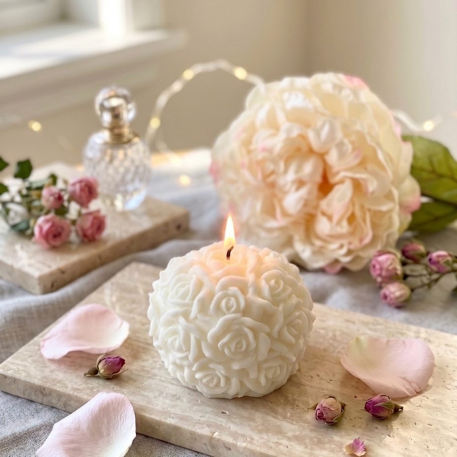 Rose Blossom Sculpture Candle DC-Crazy About Candles