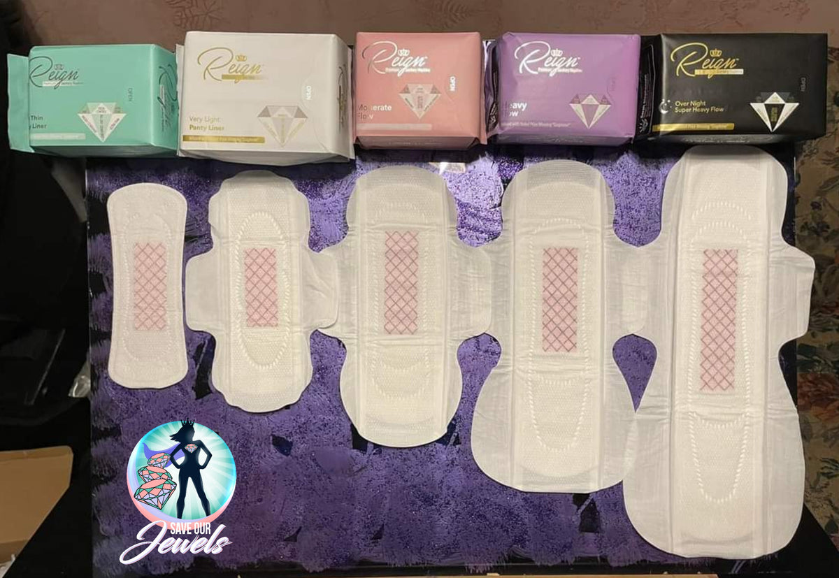 5-Pack Reign Premium Sanitary Napkins Save Our Jewels Wellness